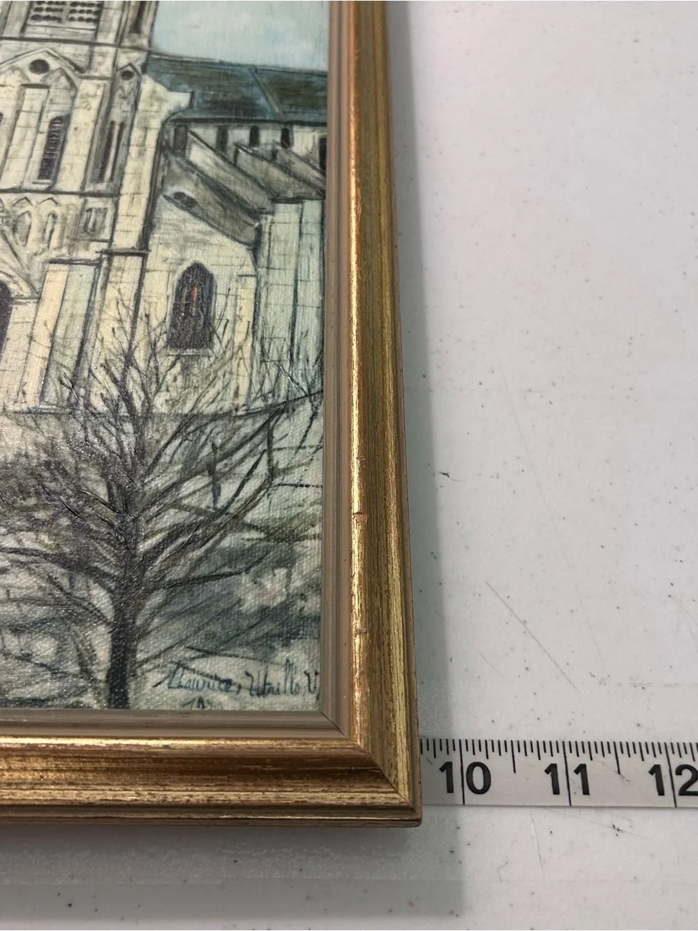 Vintage Maurice Utrillo 1939 Eglise De Royan Church Street Scene 22x10 Framed - Picture 10 of 10
